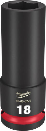 Milwaukee SHOCKWAVE Impact Duty Series 49-66-6279 Deep Impact Socket, 18 mm Socket, 1/2 in Drive, Square Drive, 6-Point