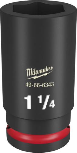 Milwaukee SHOCKWAVE Impact Duty Series 49-66-6343 Deep Impact Socket, 1-1/4 in Socket, 3/4 in Drive, Square Drive