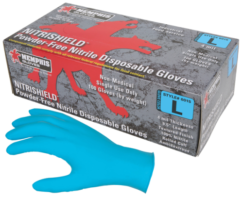 GLOVES NITRILE P-FREE 6015L 100/BX 4MIL