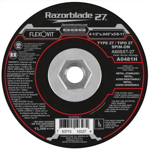 CUTTING DISC  WITH HUB 4-1/2X.045 X7/8 10/BX
