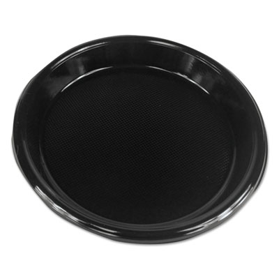 PLATES  10" PLASTIC UNDIVIDED BLACK 500/CS 125/PK