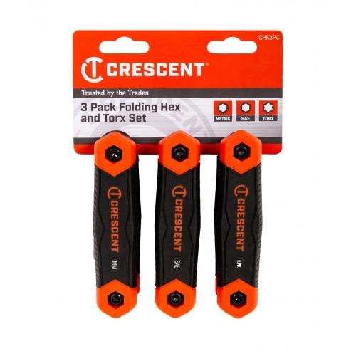 HEX KEY SET  3PK FOLD UP SAE MM TORX