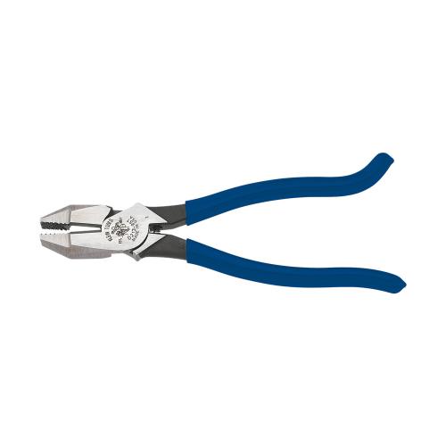 Klein Tools D213-9ST Series Ironworker's Plier, 7-3/8 in L Handle, 9-3/8 in OAL, Blue Handle, Hook Bend Handle