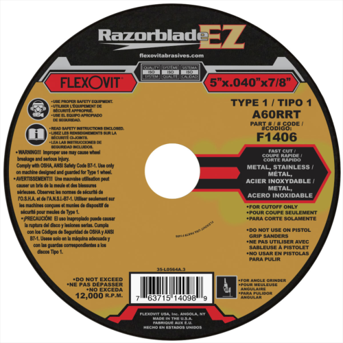CUTTING DISC  F1406 5X.040 X7/8 25/BX
