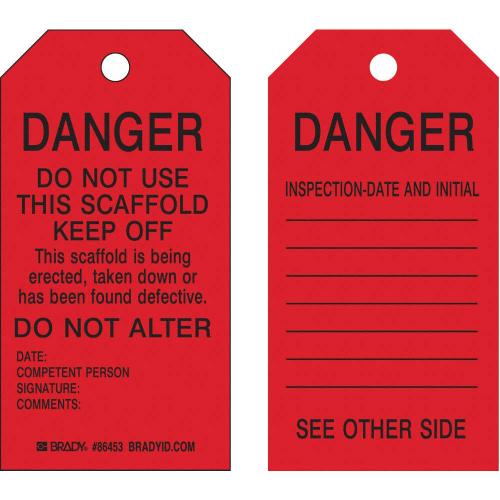 TAG SCAFFOLDING "DANGER" 86573 F8 