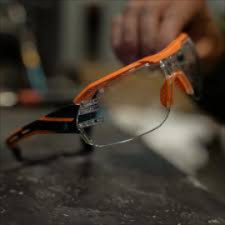 GLASSES  BLACK/ORANGE FRAME VAPOR SHIELD CLEAR LENSES EDGE