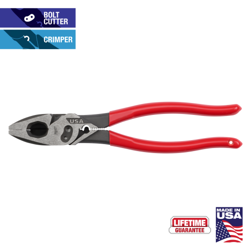 PLIERS  9" LINEMANS DIPPED GRIP W/ CRIMPER AND BOLT CUTTER MILWAUKEE USA