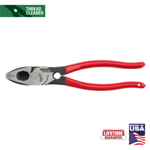 PLIERS  9" LINEMANS DIPPED GRIP W/ THREAD CLEANER MILWAUKEE USA