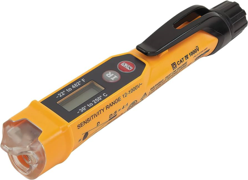 VOLTAGE TESTER PEN  KLEIN NON-CONTACT 12-1000V AC WITH INFRARED THERMOMETER