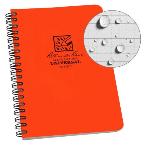 NOTEBOOK  RITE IN THE RAIN SIDE SPIRAL BLAZE ORANGE