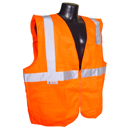 VEST SAFETY CL2 SV2ZOM-MED ORANGE W/ZIPP 