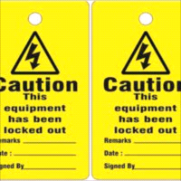 TAG LOCK-OUT YELLOW PRINTED 4X7 W/GROME 