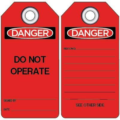 TAG LOCK-OUT RED PRINTED W/GROMET DANGE 