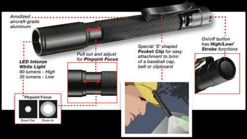 FLASHLIGHT  UTILITY PEN LIGHT 2/AAA BATTERIES
