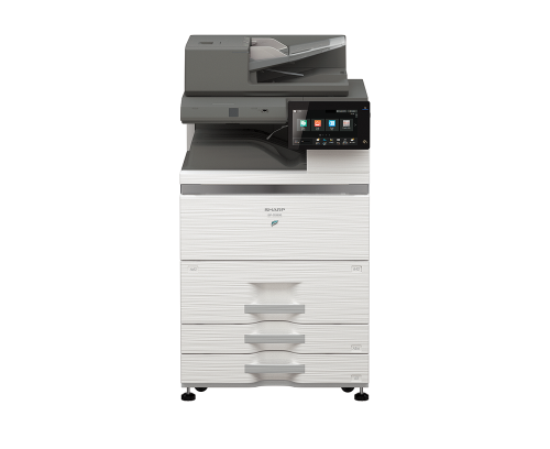 Sharp  MFP  Mono - 75 PPM Advanced Workgroup System Base models include multitasking contRoller, 300-sheet DSPF,PCL 6 and Adobe PostScript 3 printing systems, network scanning, auto duplexing, 2,100-sheet tandem Paperdrawer, 2 x 500-sheet Paperdrawer