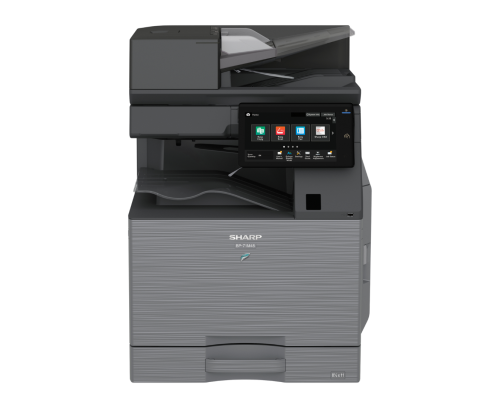 Sharp  MFP  Mono - 45 PPM Workgroup Document System Base models include multitasking contRoller, 300-sheet DSPF,PCL 6 and Adobe PostScript 3 printing systems, network scanning, auto duplexing, 1 x 550-sheet Paperdrawer,100-sheet bypass tray.