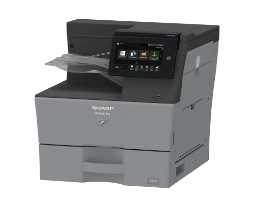 Sharp  Printer  Mono - 50 PPM A4 Mono Printer, Base models include 7"  (diagonal) Colour high-resolution touch panel, multitasking contRoller, PCL 6 and Adobe PostScript® 3™ printing systems, auto duplexing, 1 x 500-sheet Paperdrawer, 50-sheet bypasstray.