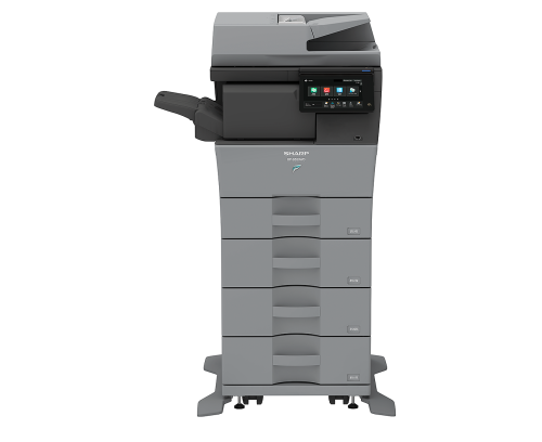 Sharp  MFP  Mono - 50 PPM A4 Document System, Base models include 7"  (diagonal) Colour high-resolution touch panel, multitasking contRoller, 100-sheet DSPF, PCL 6 andAdobe PostScript® 3™ printing systems, network scanning, auto duplexing, 1 x 500-sheet