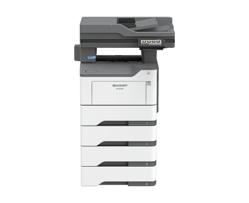 Sharp  MFP  Mono - 46 PPM A4 Multi-Function Document System.Base model includes 100-sheet DSPF, PCL® 6 and PostScript®3™ compatible printing systems, network scanning, autoduplexing, 1 x 550-sheet Paperdrawer, 100-sheet bypass tray.