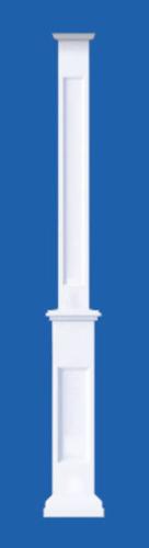 5" x 5" x 9' White Vinyl Turned Porch Post – Structural Load-Bearing Column