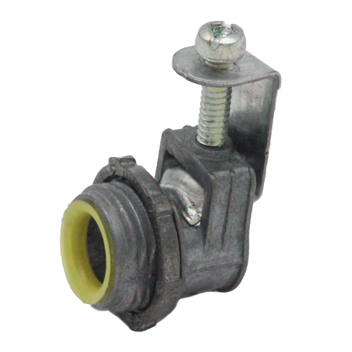 3/8" (1/2" KO) FLEX FLEX 3/8" SADDLE CONNECTOR (INSULATED THROAT) - ZINC