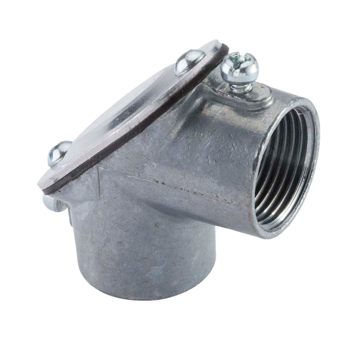 3/4" EMT EMT/RGD 3/4" 90 DEGREE PULL ELBOW - SET SCREW/THREADED BOX CONNECTOR W/ GASKET - ZINC
