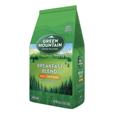 Green Mountain Whole Bean Coffee - Breakfast Blend Decaf - 18 oz/Pack - 6/Carton