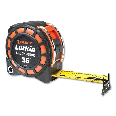 Shockforce Nite Eye Dual-Sided Tape Measure, 1-3/16 in W x 35 ft L, Yellow Blade