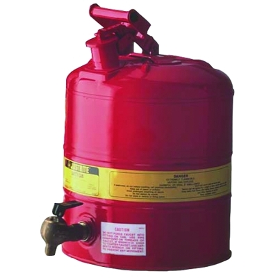 Type I Safety Cans, Flammables, 5 gal, Red, w/540 Faucet