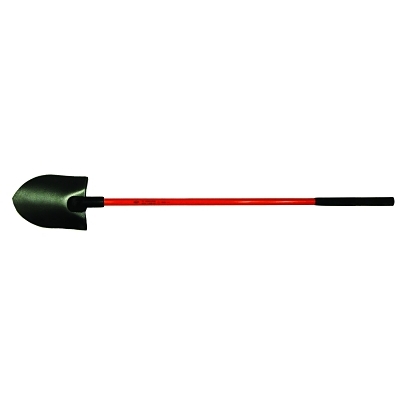 Certified Non-Conductive Shovel, 11.5 in x 9 in Round Pt Blade, 48 in Fiberglass Butt Grip Handle