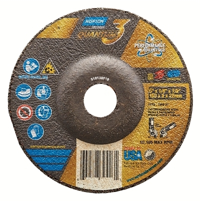 Quantum3 SG CA Type 27 Grinding Wheel, 6 in dia, 1/8 in Thick, 7/8 in Arbor, 24 Grit, Ceramic Alumina