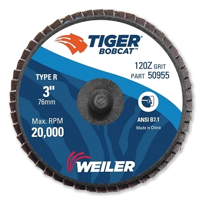 Bobcat™ Angled Style Flap Disc, 3 in, 120 Grit, 20000 RPM, Type 29