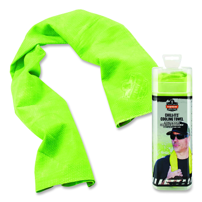 Chill-Its® 6602 Evaporative Cooling Towel, 13 in W X 29-1/2 in L, Hi-Vis Lime