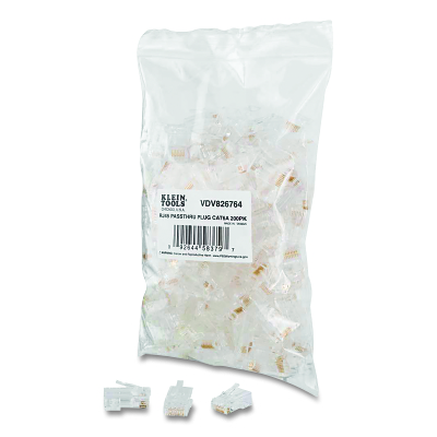 Pass-Thru™ Connectors, Modular Data Plug, RJ45-CAT6A, UTP, 200 Pack