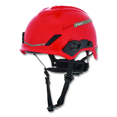 V-Gard® H1 Safety Helmet, Fas-Trac® III Pivot Ratchet, Trivent, Red