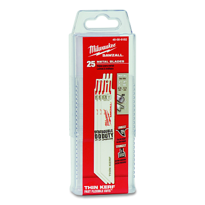 SAWZALL® Standard Metal Cutting Blade, 6 in L, 14 TPI, For Scheduled 80 Pipe/Angle Iron, 25 EA/PK