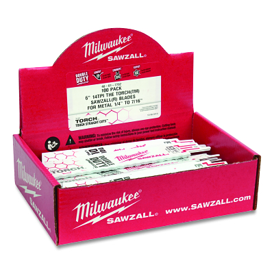 THE TORCH™ Bi-Metal SAWZALL® Blade, 6 in L, 14 TPI, For Scheduled 80 Pipe/Angle Iron, 100 EA/BOX