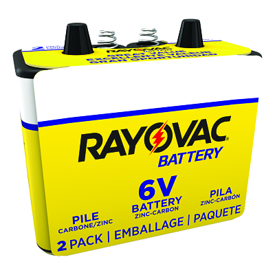 6-Volt Spring Terminal Battery, Heavy Duty, 908D, Carbon-Zinc, 2/PK