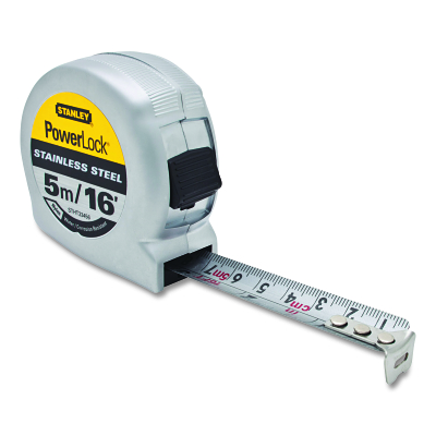 Powerlock Tape Measure, 16 ft x 3/4 in, SAE/Metric, Silver
