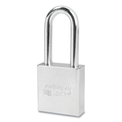 Solid Steel Padlock, 5/16 in dia, 2 in L, 3/4 in W, Silver, Keyed Alike, Keyed - 22358