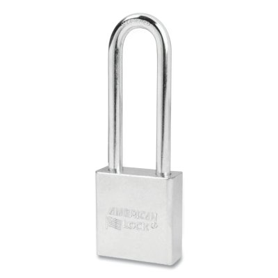 Solid Steel Padlock, 5/16 in dia, 3 in L, 3/4 in W, Silver, Keyed Alike, Keyed - 32368