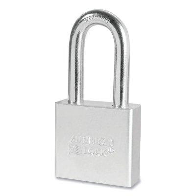 Solid Steel Padlock, 3/8 in dia, 1-1/8 in L, 3/4 in W, Silver, Keyed Alike, Keyed - 56672
