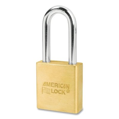 Solid Brass Padlock, 5/16 in dia, 2 in L, 3/4 in W, Keyed Different
