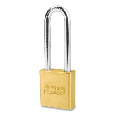 Solid Brass Padlock, 5/16 in dia, 3 in L, 3/4 in W, Keyed Alike, Keyed - 64238