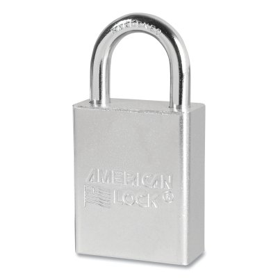 Solid Steel Padlock, 1/4 in dia, 1 in L, 3/4 in W, Silver, Keyed Different