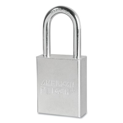 Solid Steel Padlock, 1/4 in dia, 1-1/2 in L, 3/4 in W, Silver, Keyed Alike, Keyed - 80312