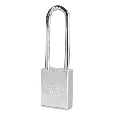 Solid Steel Padlock, 1/4 in dia, 3 in L, 3/4 in W, Silver, Keyed Different