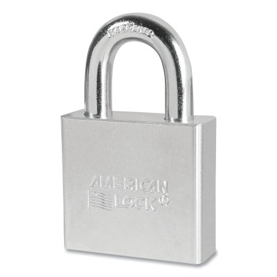 Solid Steel Padlock, 3/8 in dia, 1-1/8 in L, 3/4 in W, Silver, Keyed Different