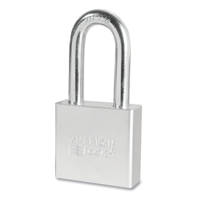 Solid Steel Padlock, 3/8 in dia, 2 in L, 3/4 in W, Silver, Keyed Alike, Keyed - 86875