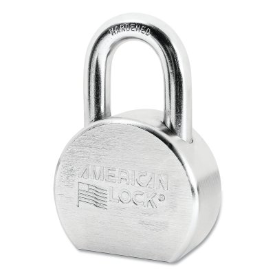 Solid Steel Padlock, 7/16 in dia, 1-1/16 in L, 15/16 in W, Silver, Keyed Alike, Keyed - 80375